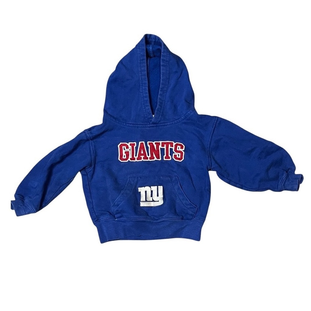 NFL Team Apparel New York Giants Kids Royal Blue Embroidered Pullover Hoodie 3T